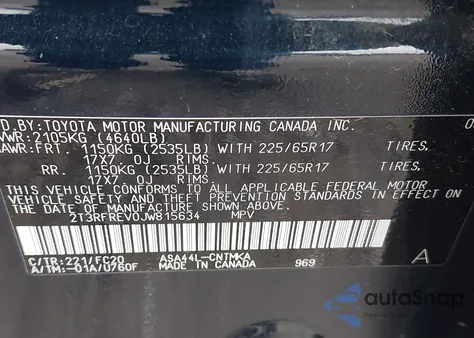 2018 Toyota Rav4 Xle z USA, uszkodzony, nr VIN 2T3RFREV0JW815634